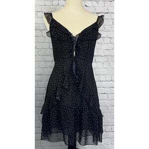 Women's Victoria's Secret Y2K Black Floral Sheer Slip Mini Dress Chemise Medium